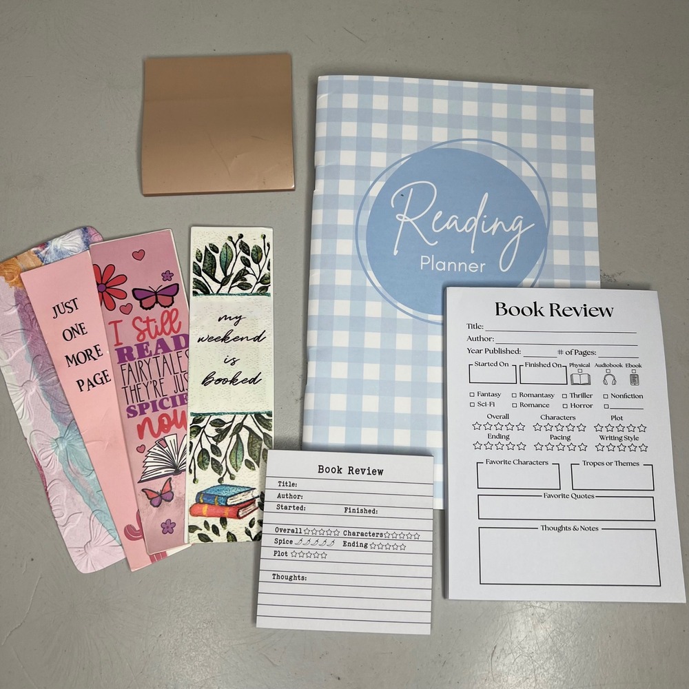 Booktok Bundle Reading Planner Journal Kit Book Review Bookmarks - Picture 3 of 6